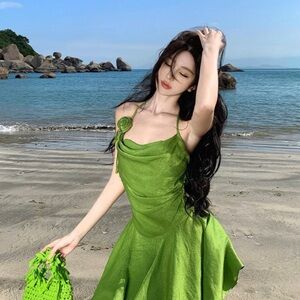 Green Halter Dress